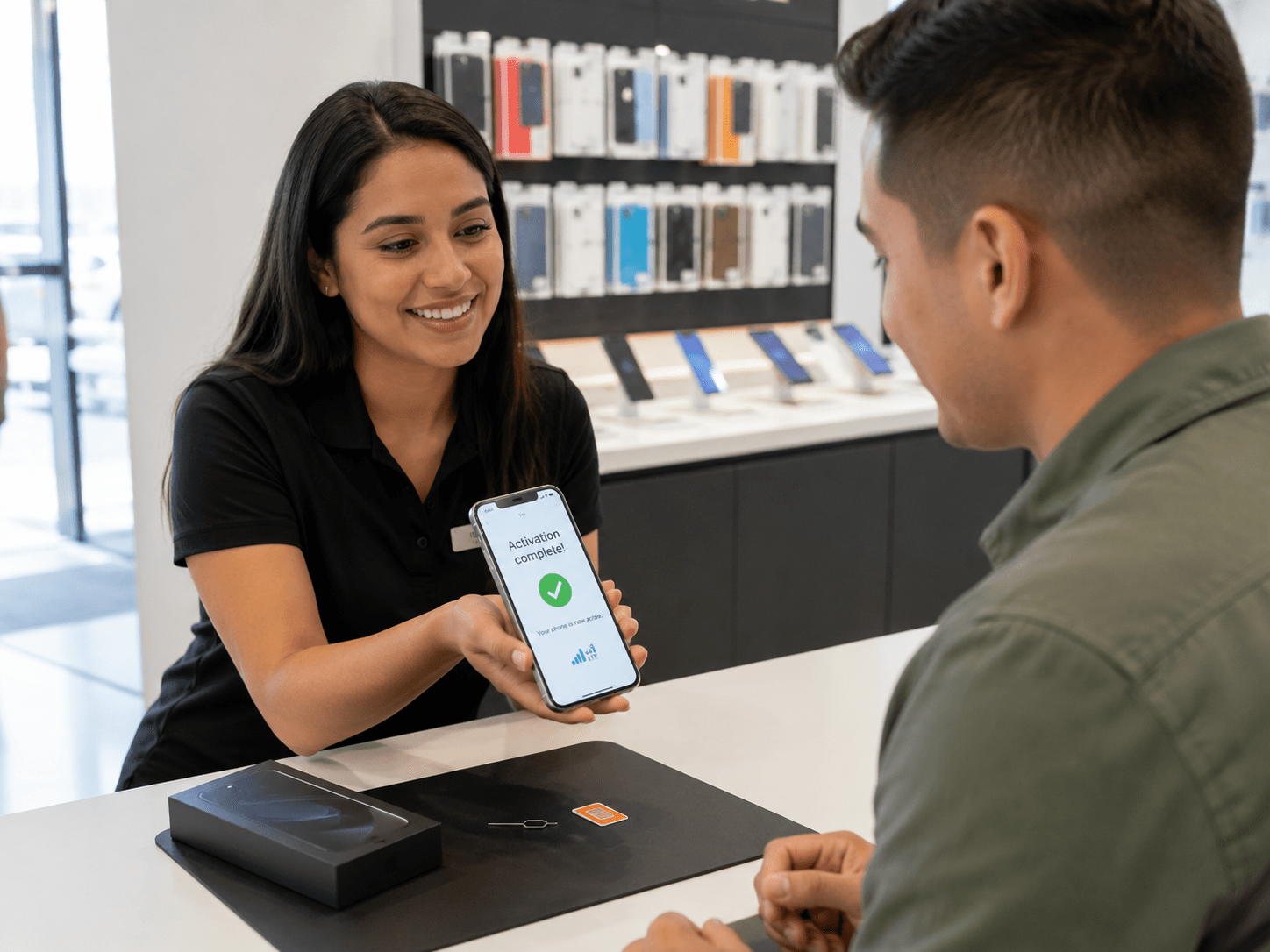 Prepaid phone activation and BYOP setup at HD Wireless in Indianapolis